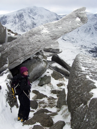 Trekking through the snow. 
